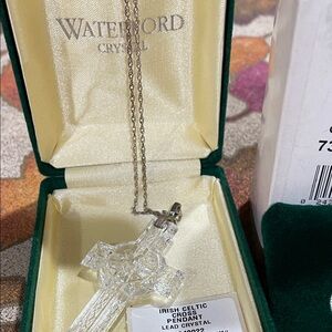 Waterford Crystal Irish Celtic Cross Necklace - Clear and Silver